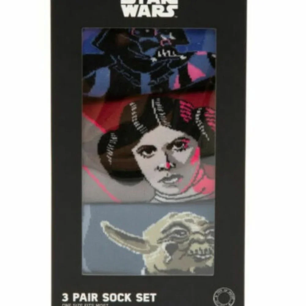 Star Wars Socks Yoda Princess Leia Darth Vader 3 Pairs